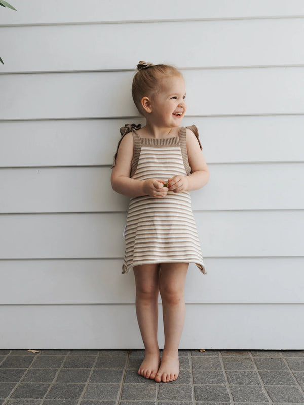 Ziggy Lou Tan Stripe Knit Dress