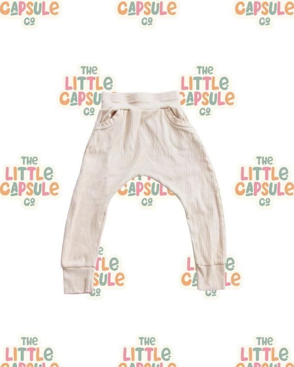 Our Little Legend Taupe Cotton Rib Bottoms