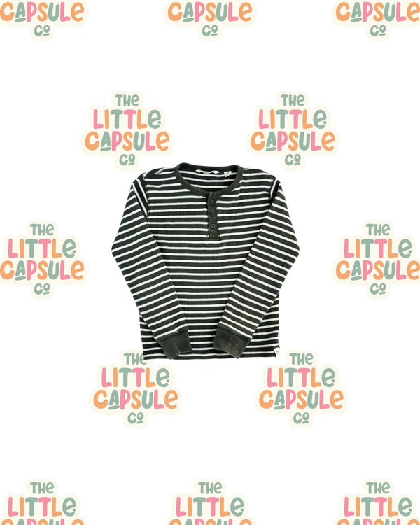 Country Road Green & Crème Waffle Long Sleeve Top