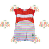 Oishi-M Striped Red and Rainbow Top