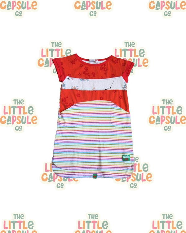 Oishi-M Striped Red and Rainbow Top