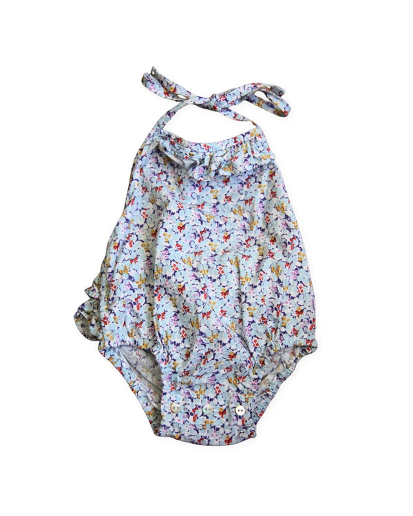 Aubrie Blue Floral Halter Playsuit
