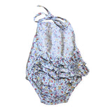 Aubrie Blue Floral Halter Playsuit