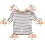 Adored Chunky Knit Puff Sleeve Stripe Top