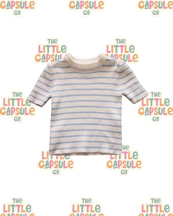 Adored Chunky Knit Puff Sleeve Stripe Top
