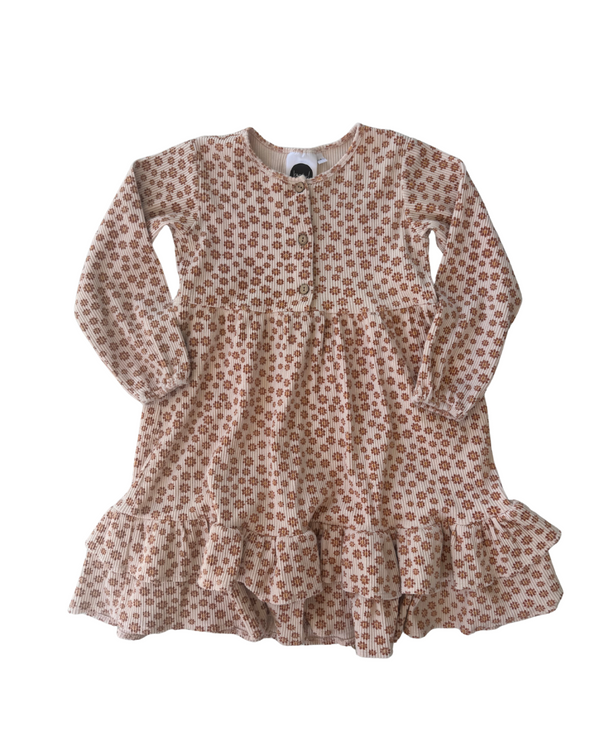 Kapow Kids Brown Ribbed Daisy Dress