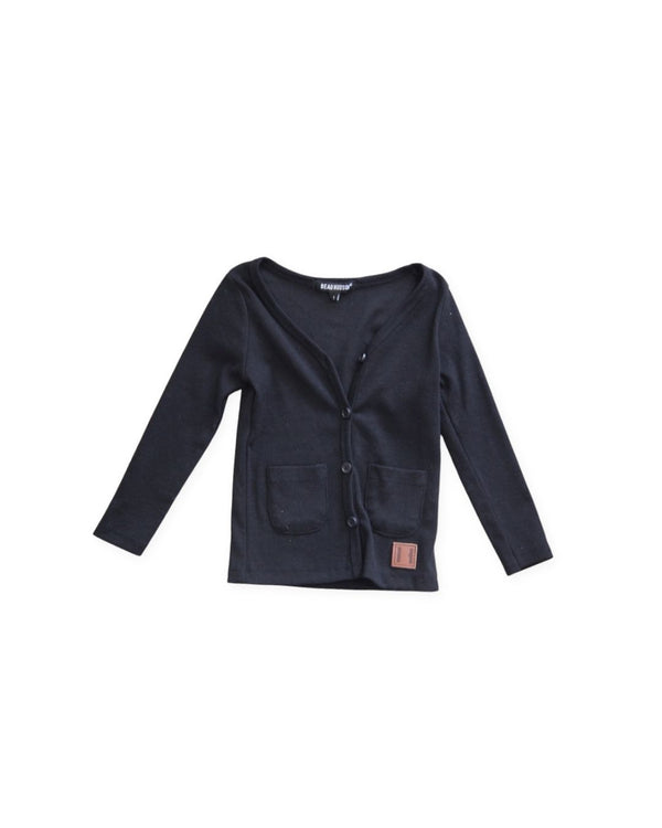 Beau Hudson Black Cotton Rib Cardigan