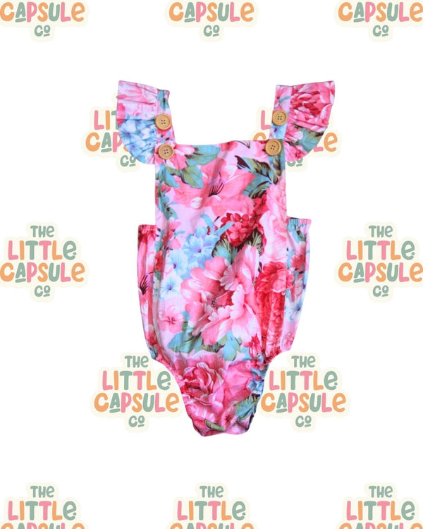 La Sienna Pink Floral Frill Playsuit