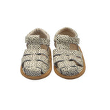 Pretty Brave Cream & Black Dot Leather Sandals