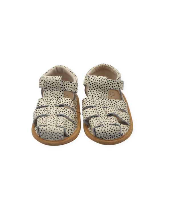 Pretty Brave Cream & Black Dot Leather Sandals