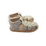 Pretty Brave Cream & Black Dot Leather Sandals