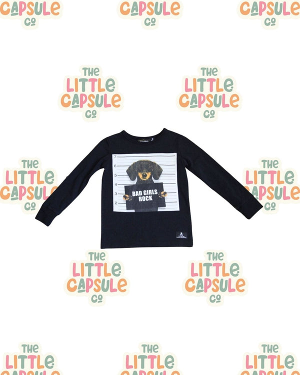 Rock Your Kid Black Long Sleeve Tee with Pooch