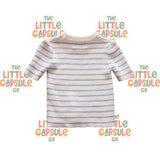 Adored Chunky Knit Puff Sleeve Stripe Top