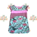 Oishi-M Oversized Tee – Hawaiian Print & Pink Stripe