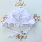 White Cotton Lace Bonnet