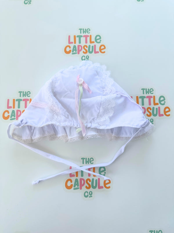 White Cotton Lace Bonnet