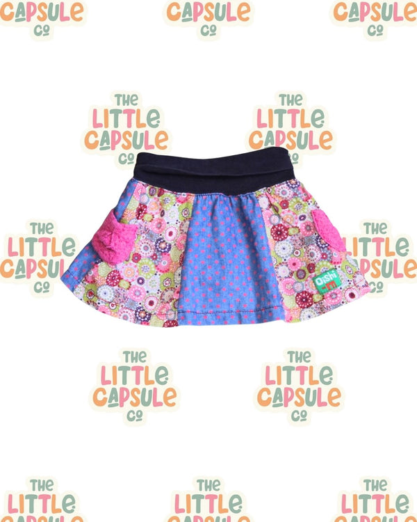 Oishi-M Purple and Pink Floral Patchwork Skirt