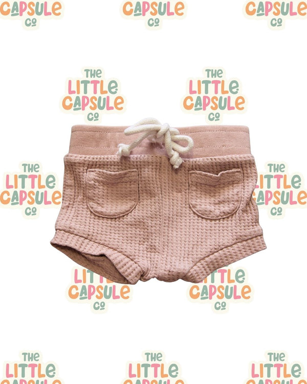 Jamie Kay Taupe Waffle Pocket Shorts