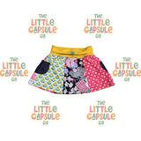 Oishi-M Bright Yellow Waistband Floral Patchwork Skirt
