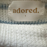 Adored Chunky Knit Puff Sleeve Stripe Top