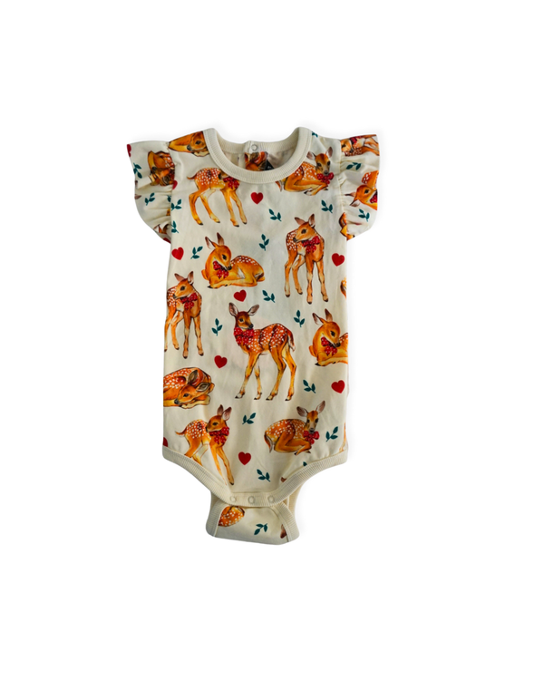 Rock Your Baby Deer & Love Heart Cotton Frill Bodysuit