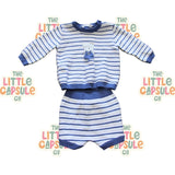 Mayoral Blue Stripe Knit Set with Teddy Bear