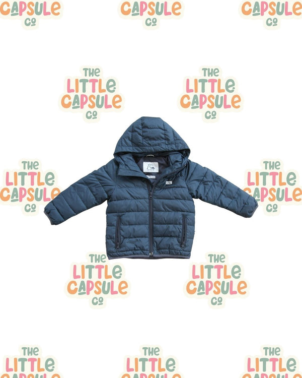 Quiksilver Blue Puffer Jacket with Hood