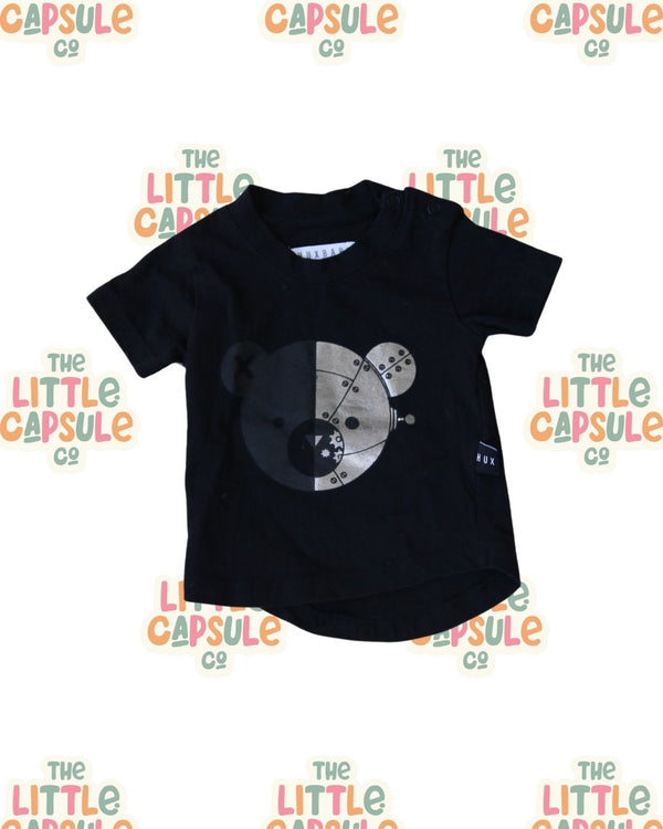 Huxbaby Black Metallic Bear Tee