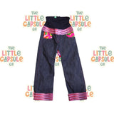 Oishi-m Denim Jeans with Pink Floral Patch