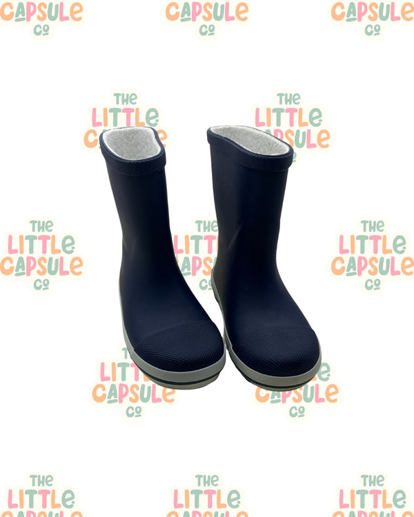 French Soda Navy Blue Fleece-Lined Gumboots