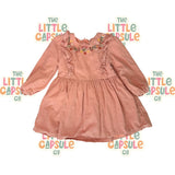 Bébé Pink Cotton Long Sleeve Dress