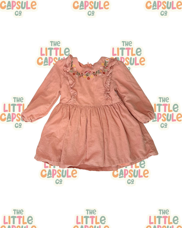 Bébé Pink Cotton Long Sleeve Dress