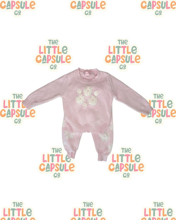 La Sienna Pink Knit Jumper & Floral Bottom Set