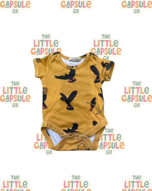Dusty Road Apparel Mustard Bird Print Bodysuit