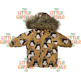 Huxbaby Penguin Puffer Jacket with Fur Hood