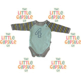 Marquise Blue “4” Long Sleeve Bodysuit