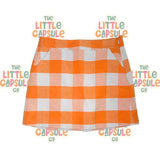 Seed Teen Orange Check Skirt