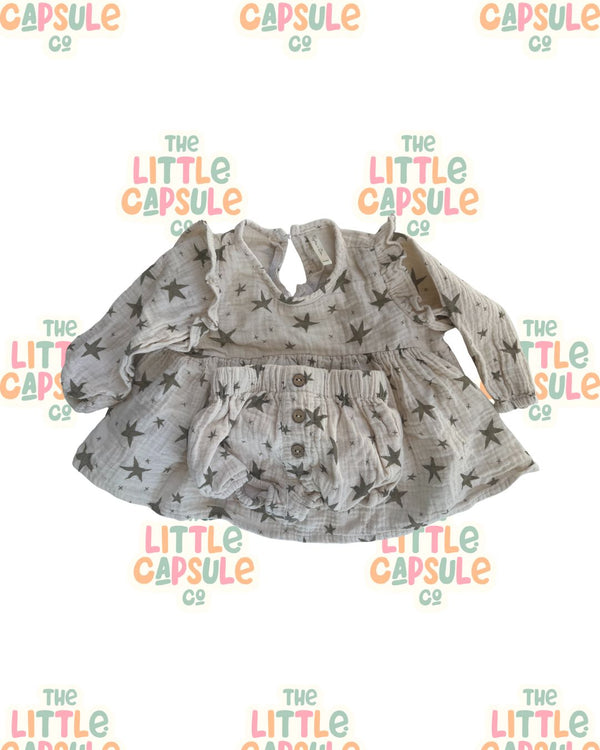 Rylee + Cru Star Print Dress & Bloomers Set