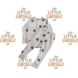 The Rest White & Blue Dot Long Sleeve Sleepwear Se