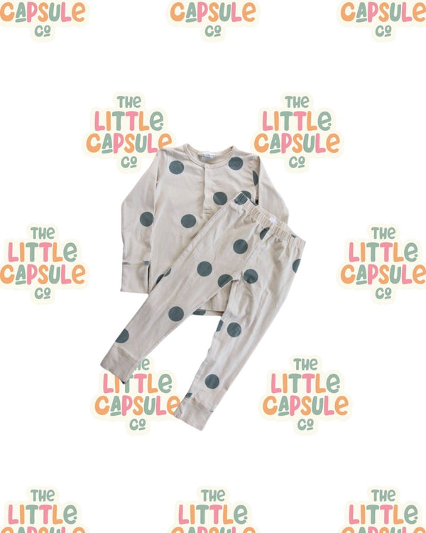 The Rest White & Blue Dot Long Sleeve Sleepwear Se
