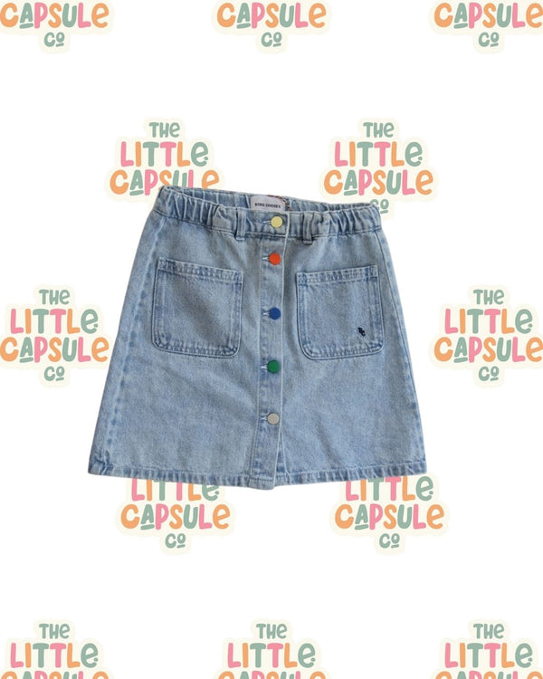 Bobo Choses Denim Skirt with Coloured Buttons
