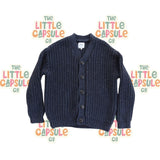 Huxbaby Blue Chunky Knit Jumper with Multicolour Fleck