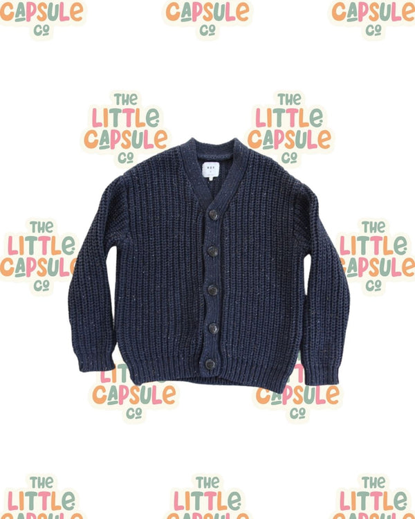 Huxbaby Blue Chunky Knit Jumper with Multicolour Fleck