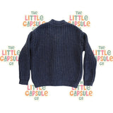 Huxbaby Blue Chunky Knit Jumper with Multicolour Fleck