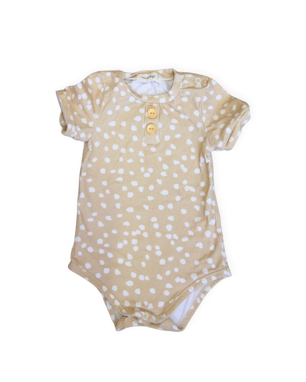 Two Darlings Beige & White Dot Cotton Bodysuit