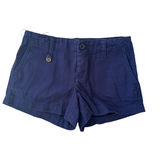 Polo Ralph Lauren Navy Blue Shorts with Metal Logo Motif