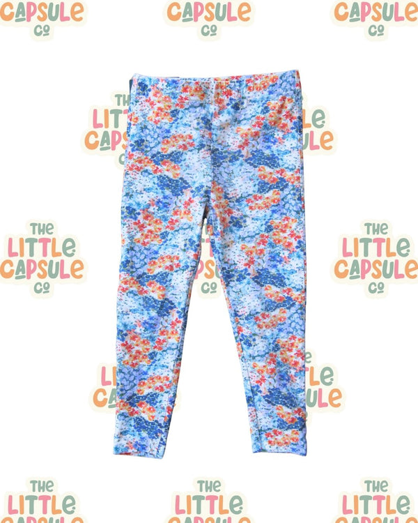 With Love for Kids Blue Floral Leggings