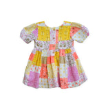 Purebaby Floral Mustard & Pink Patchwork Dress