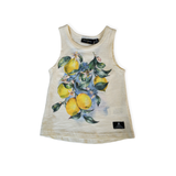 Rock Your Baby Cream Cotton Sleeveless Tee with Lemon Print