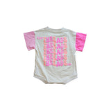 Tiny Threads Co Oversized  Romper with Pink Sleeves
